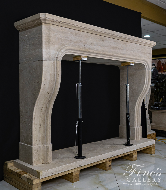 Marble Fireplaces  - Exquisite Oversized Italian Roman Travertine Mantelpiece - MFP-2645